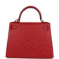 Hermes Kelly Sellier 28 Rouge Vif Ostrich Gold Hardware