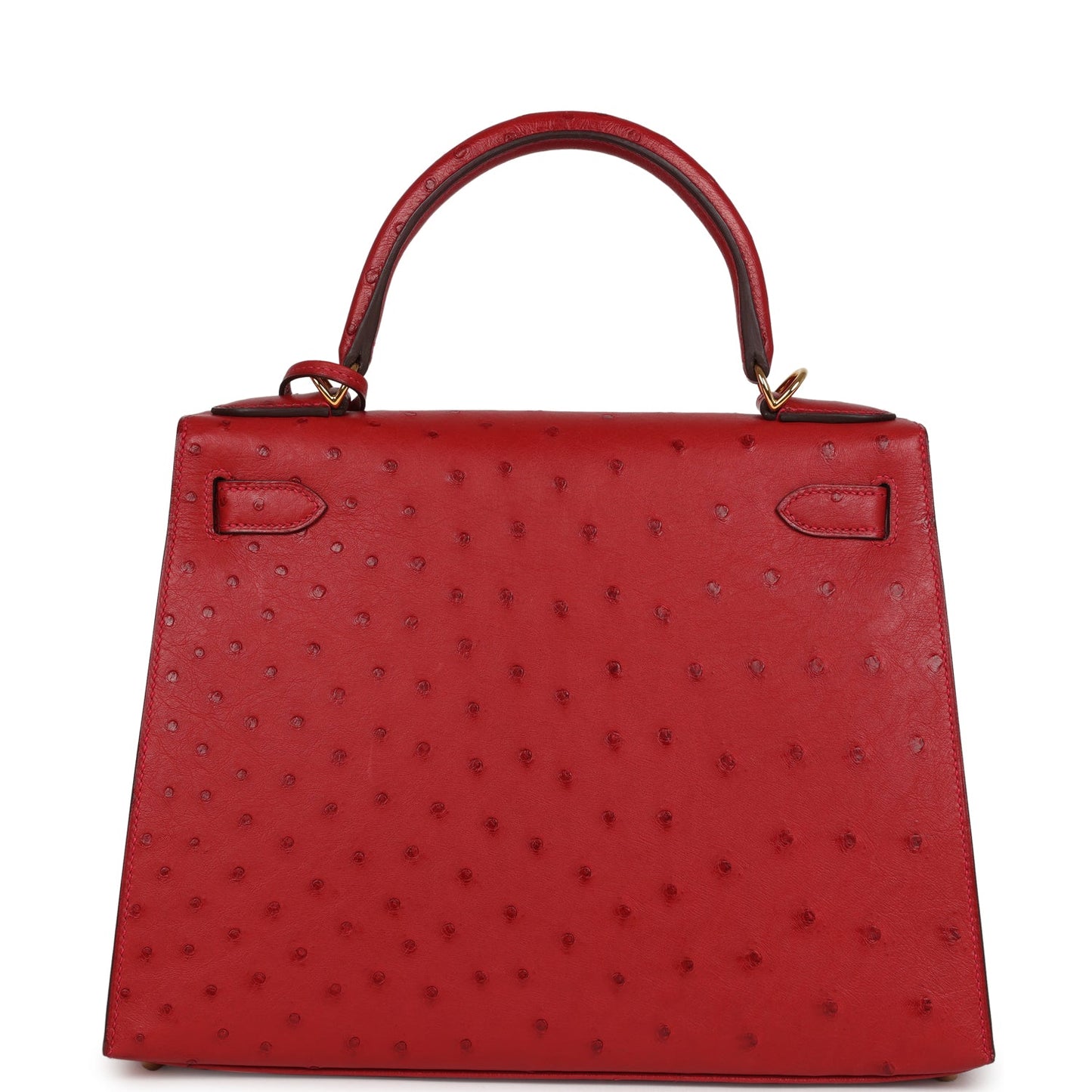 Hermes Kelly Sellier 28 Rouge Vif Ostrich Gold Hardware