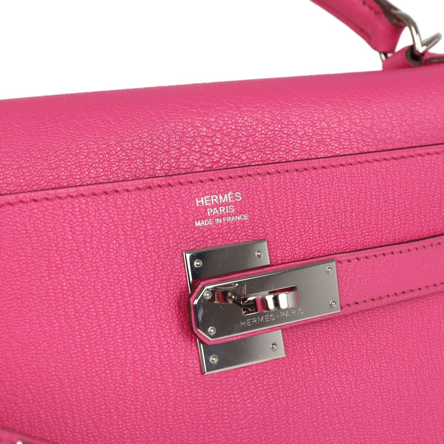 Hermes Kelly Retourne 32 Rose Tyrien Chevre Palladium Hardware
