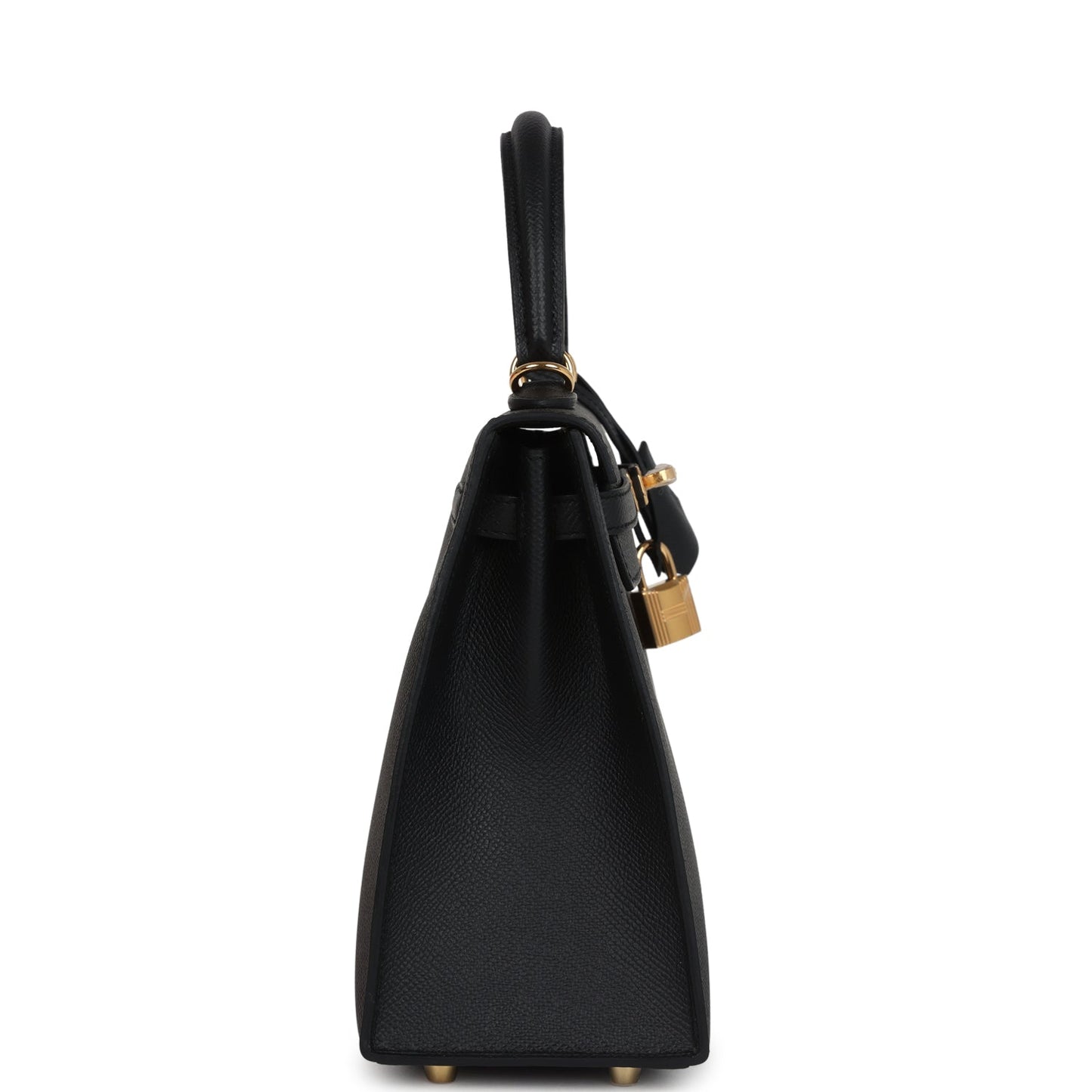 Hermes Kelly Sellier 25 Black Epsom Gold Hardware