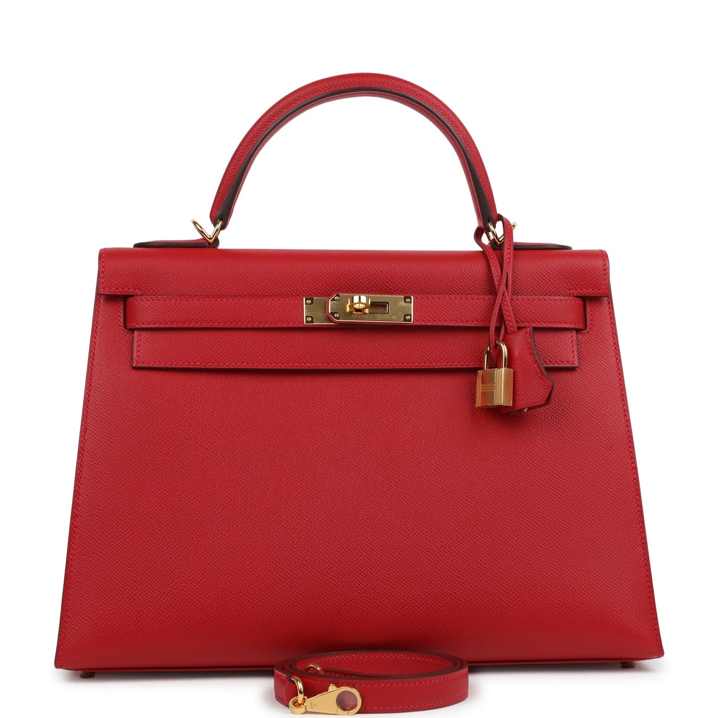Hermes Kelly Sellier 32 Rouge Casaque Epsom Gold Hardware