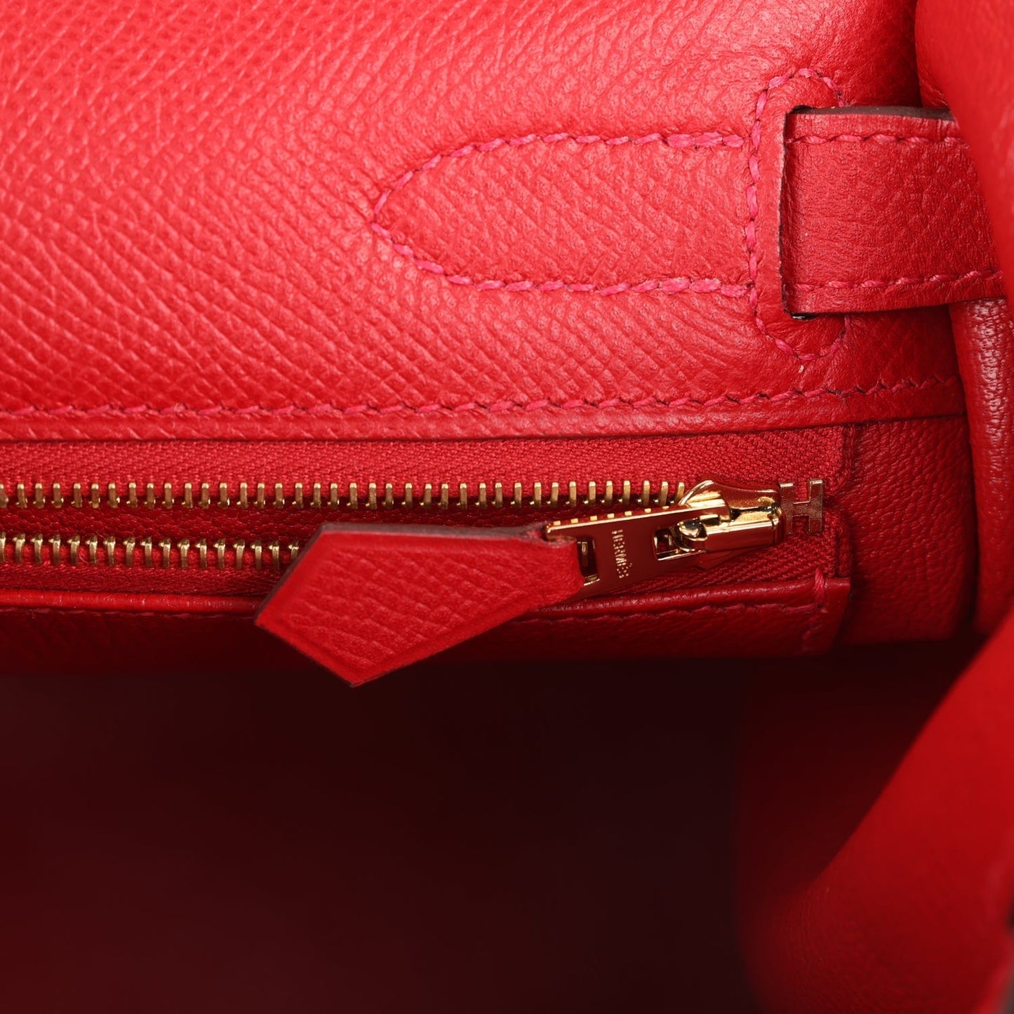 Hermes Kelly Sellier 32 Rouge Casaque Epsom Gold Hardware