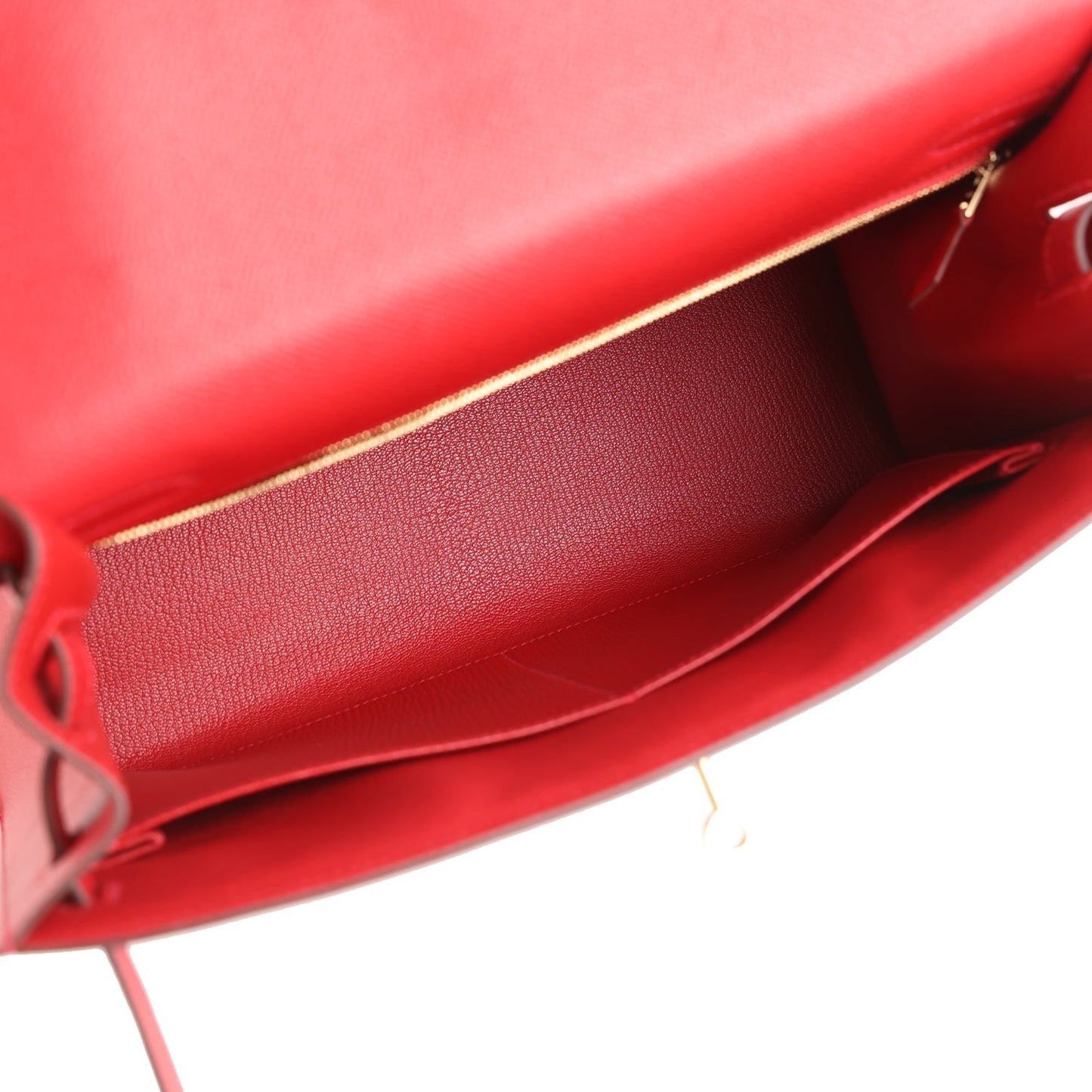 Hermes Kelly Sellier 32 Rouge Casaque Epsom Gold Hardware