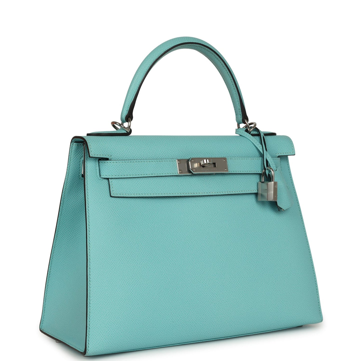 Hermes Kelly Sellier 28 Bleu Atoll Epsom Palladium Hardware