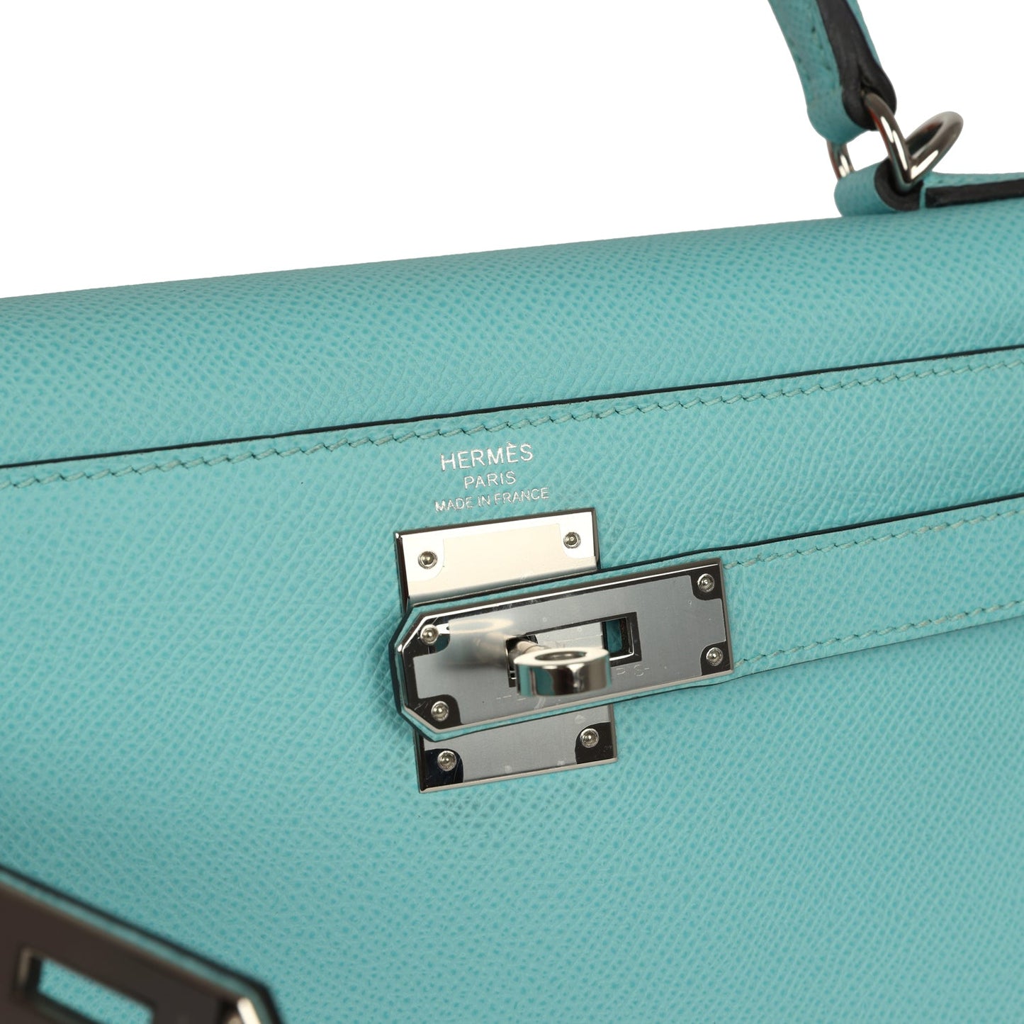 Hermes Kelly Sellier 28 Bleu Atoll Epsom Palladium Hardware