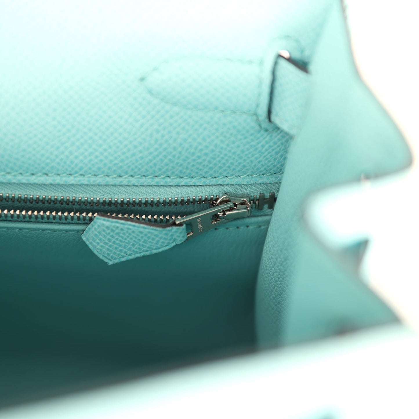 Hermes Kelly Sellier 28 Bleu Atoll Epsom Palladium Hardware