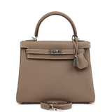 Hermes Kelly Retourne 25 Etoupe Togo Palladium Hardware