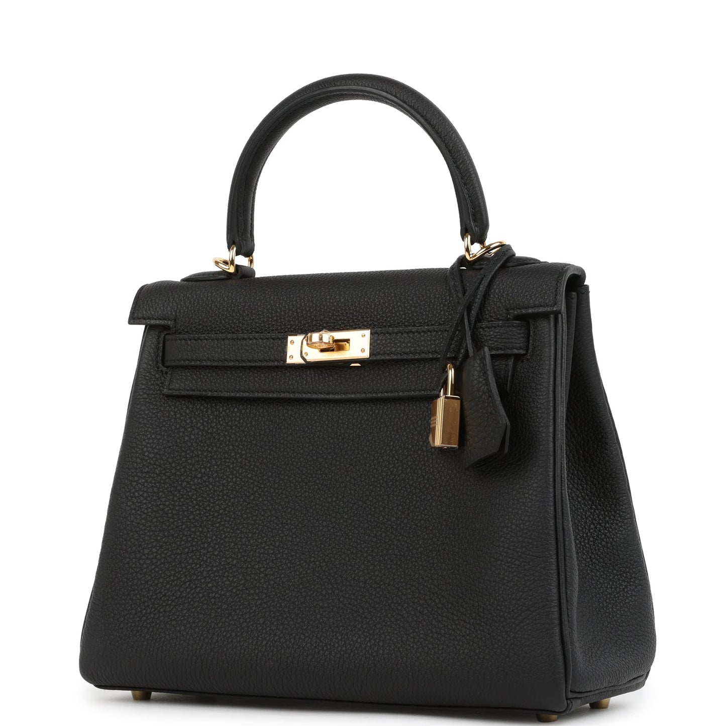 Hermes Kelly Retourne 25 Black Togo Gold Hardware