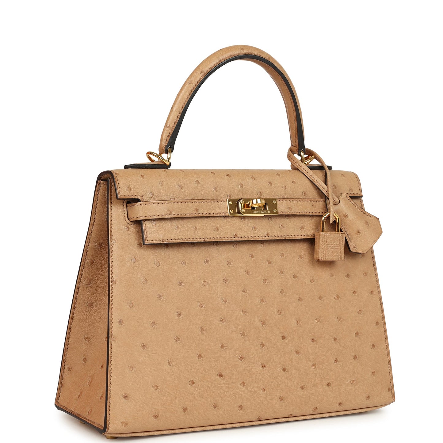 Hermes Kelly Sellier 25 Chai Ostrich Gold Hardware