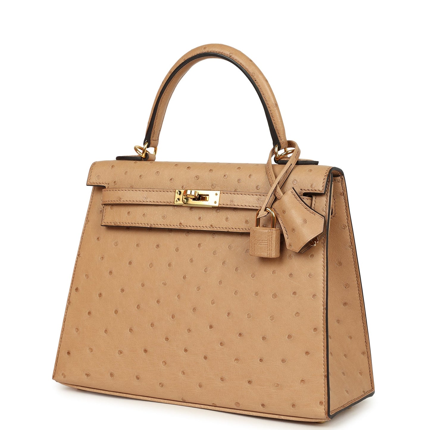 Hermes Kelly Sellier 25 Chai Ostrich Gold Hardware