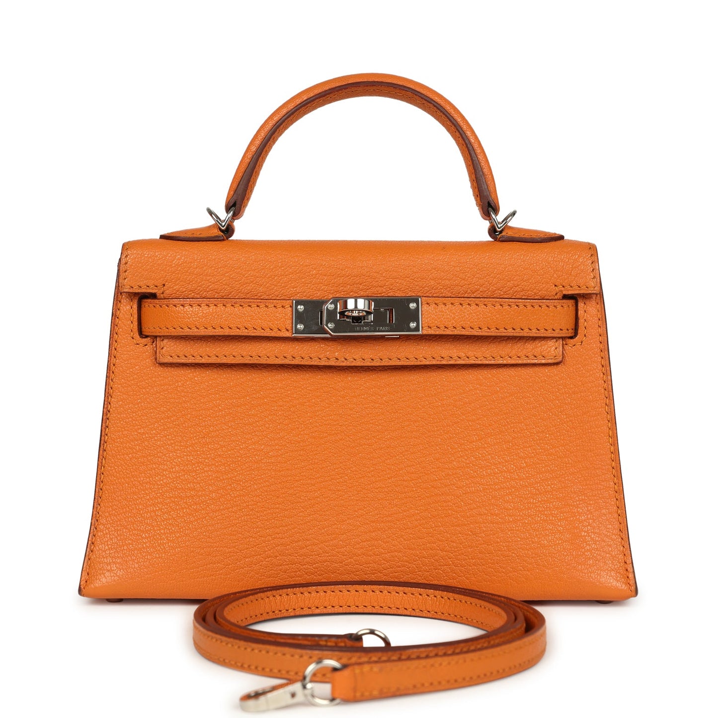 Hermes Kelly Sellier 20 Apricot Chevre Mysore Palladium Hardware