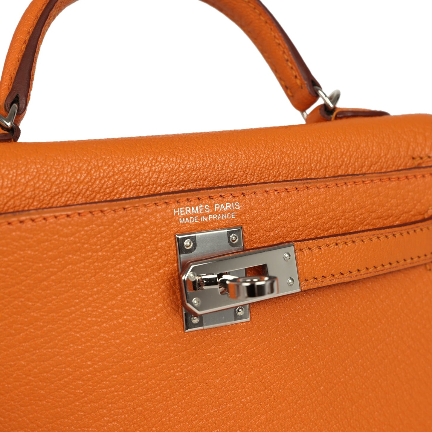 Hermes Kelly Sellier 20 Apricot Chevre Mysore Palladium Hardware