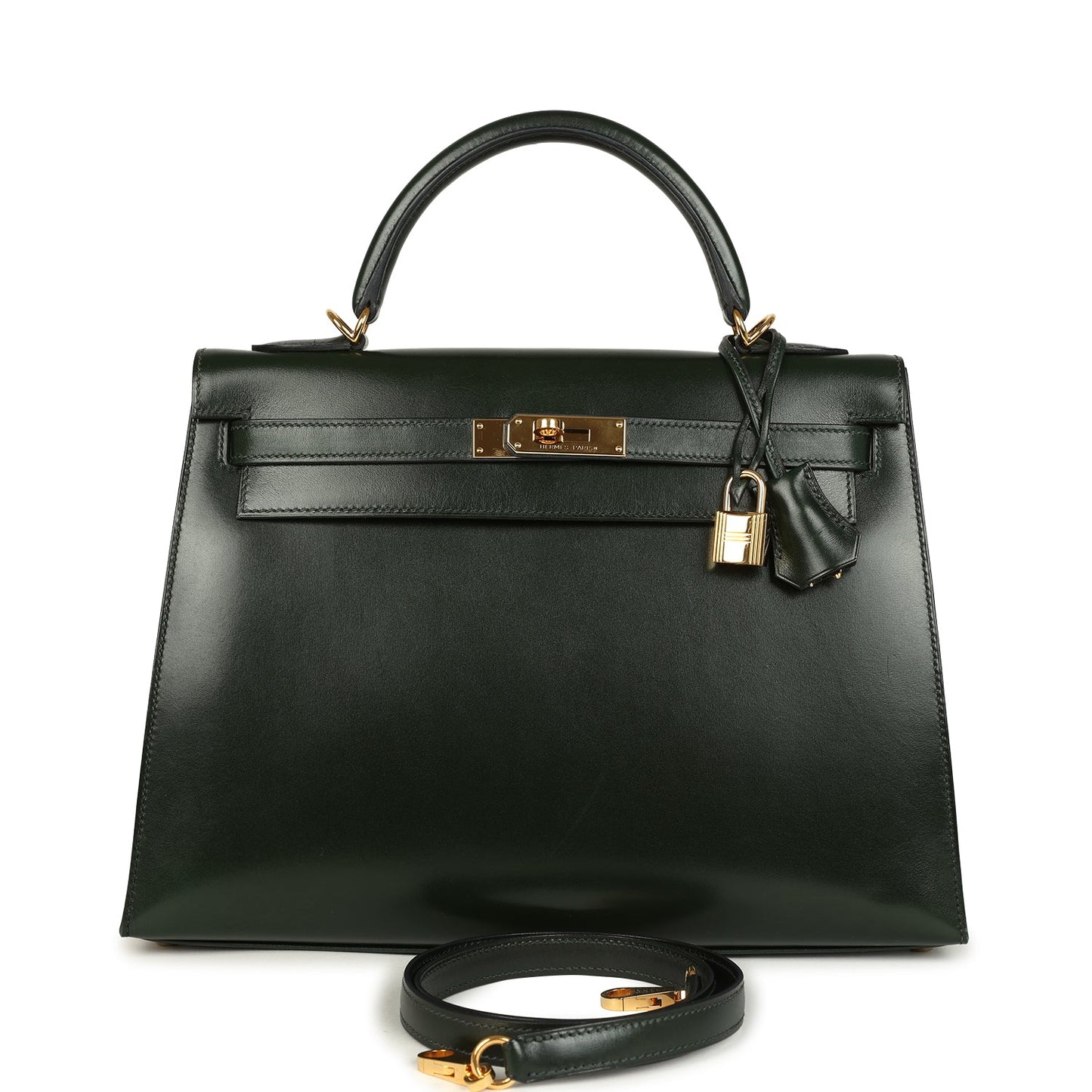 Hermes Kelly Sellier 32 Vert Fonce Box Gold Hardware