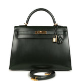 Hermes Kelly Sellier 32 Vert Fonce Box Gold Hardware