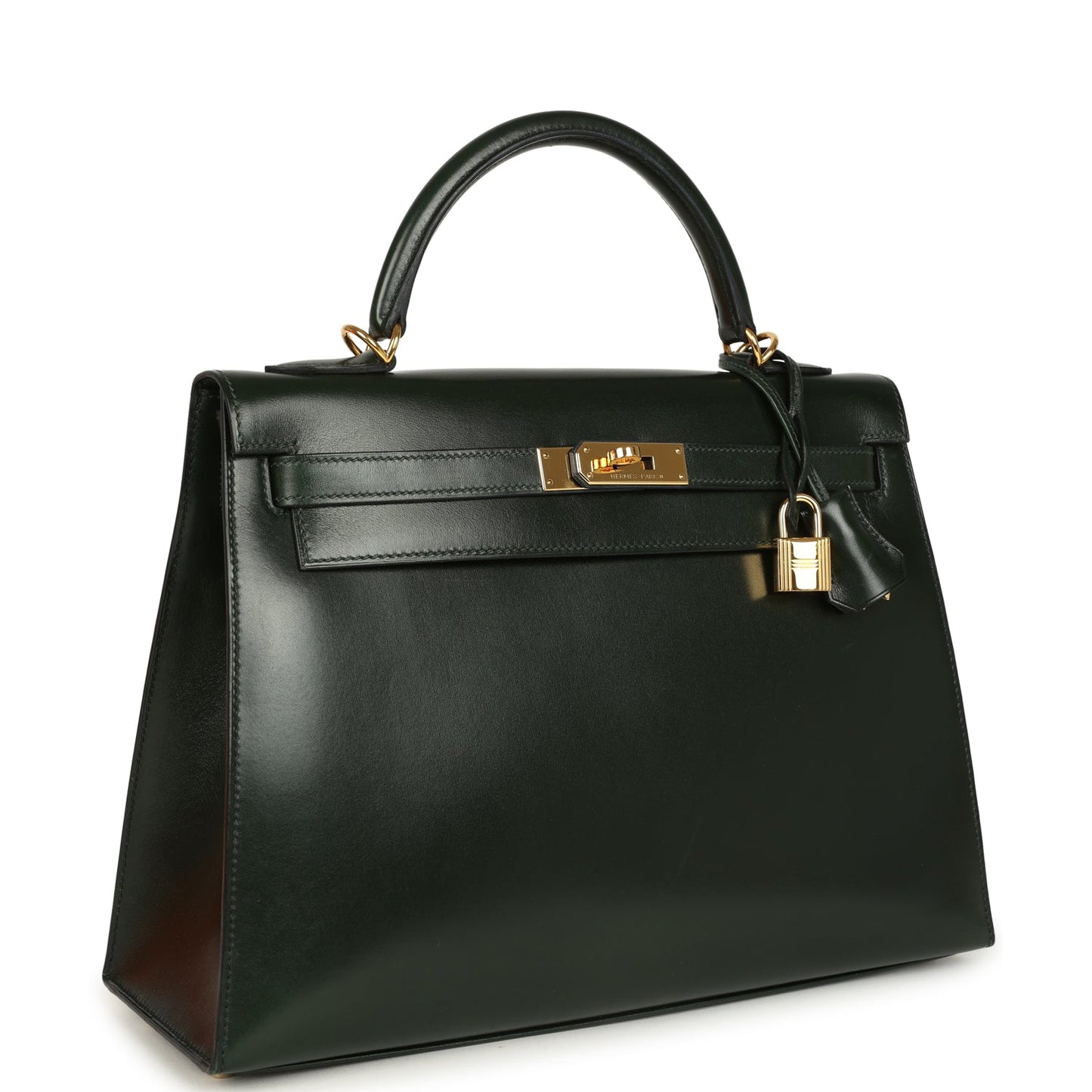 Hermes Kelly Sellier 32 Vert Fonce Box Gold Hardware