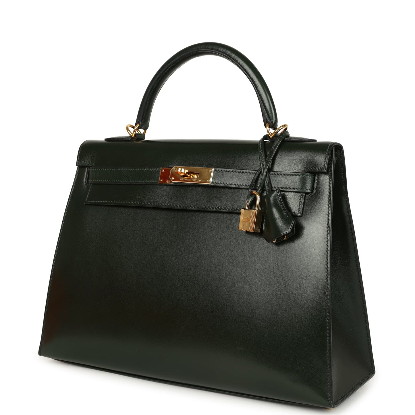Hermes Kelly Sellier 32 Vert Fonce Box Gold Hardware