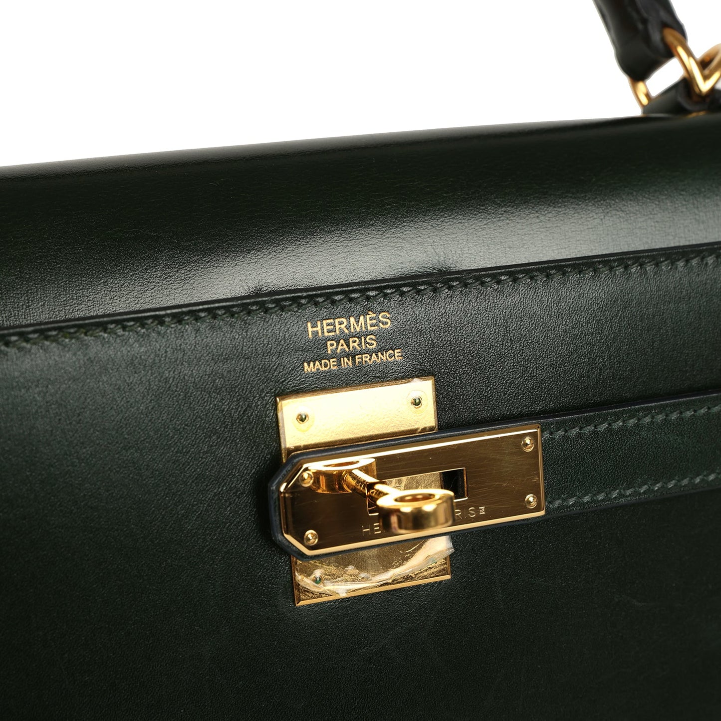 Hermes Kelly Sellier 32 Vert Fonce Box Gold Hardware