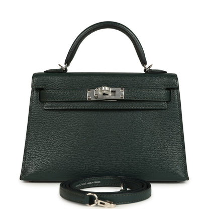 Hermes Kelly Sellier 20 Vert Titien Verso Chevre Mysore Palladium Hardware