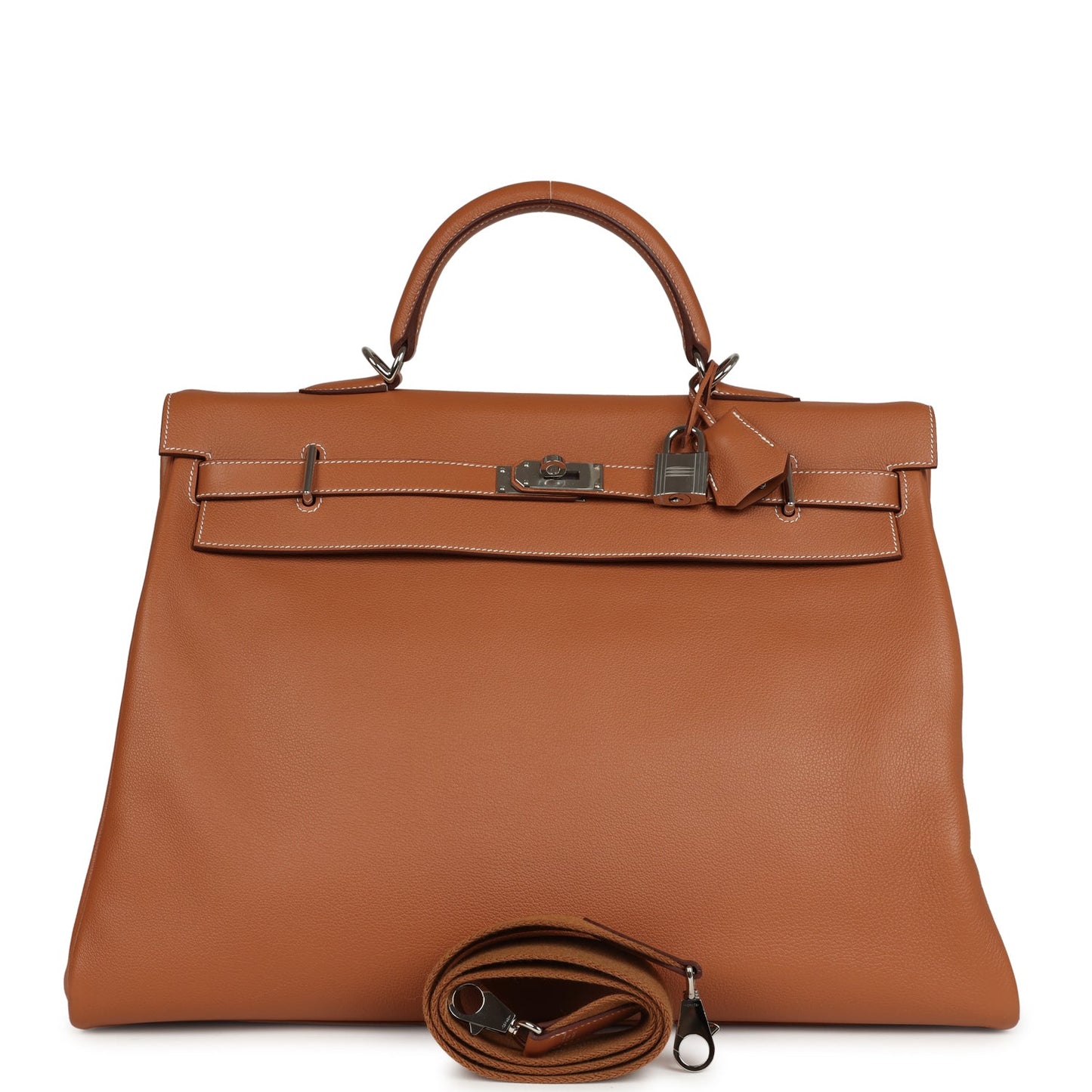 Hermes Kelly Voyage 50 Gold Evercolor Palladium Hardware