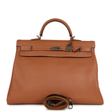 Hermes Kelly Voyage 50 Gold Evercolor Palladium Hardware