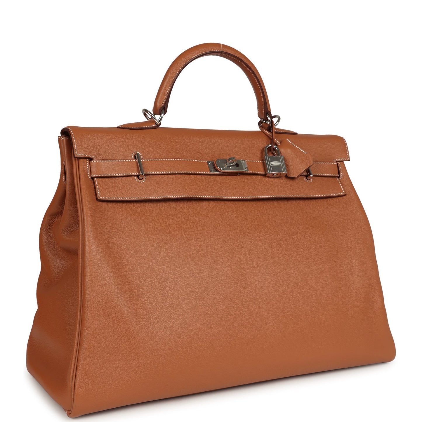 Hermes Kelly Voyage 50 Gold Evercolor Palladium Hardware