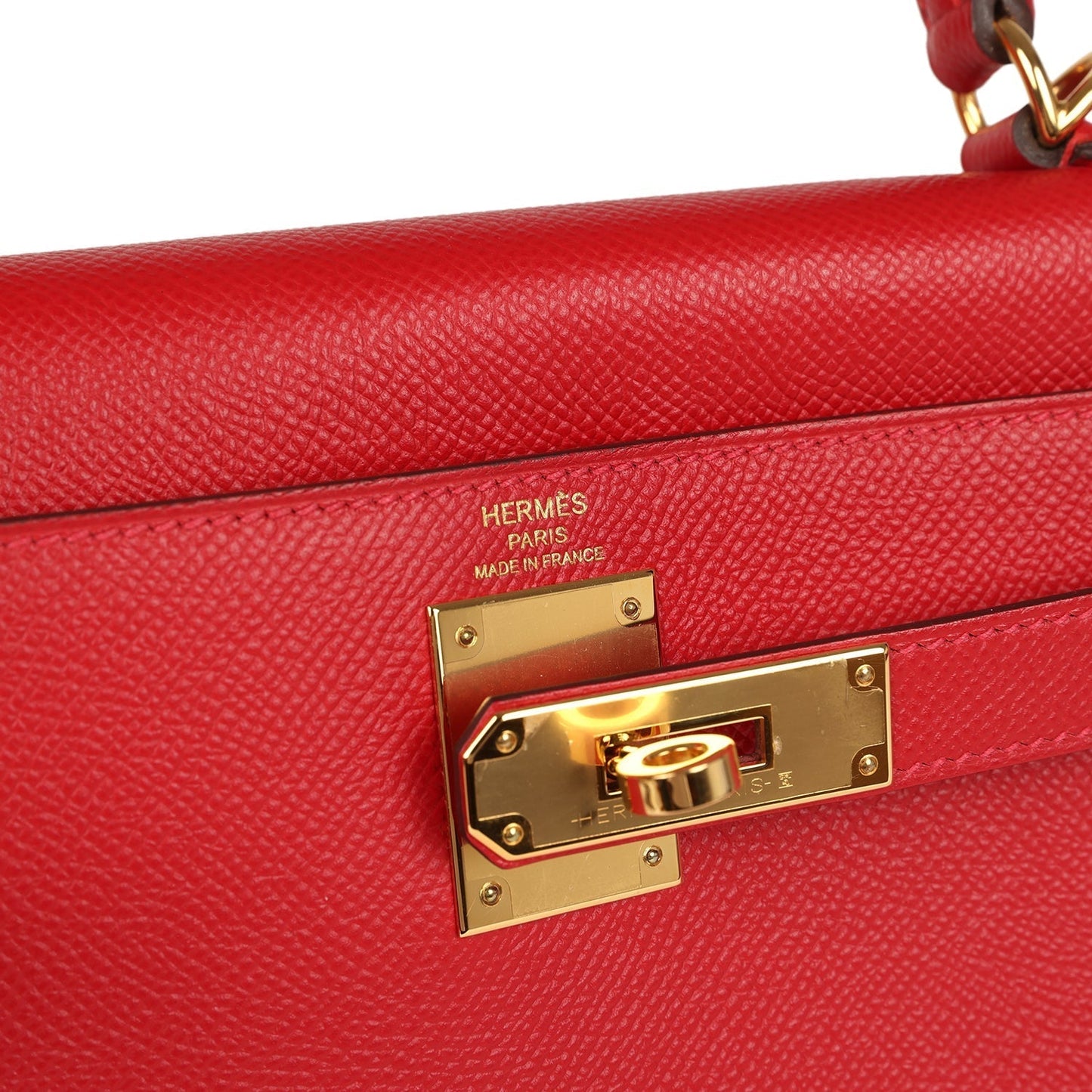 Hermes Kelly Sellier 28 Rouge Casaque Epsom Gold Hardware