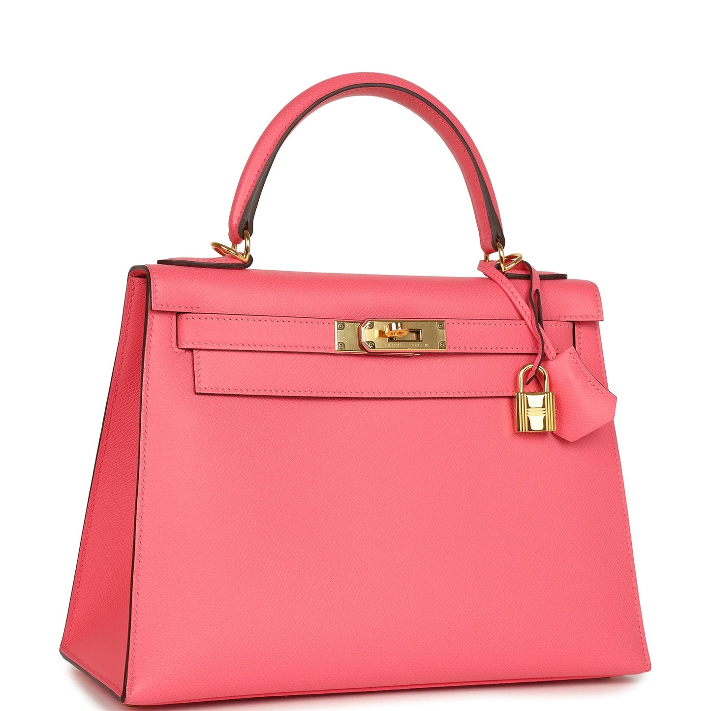 Pre-owned Hermes Kelly Sellier 28 Rose Lipstick Epsom Gold Hardware