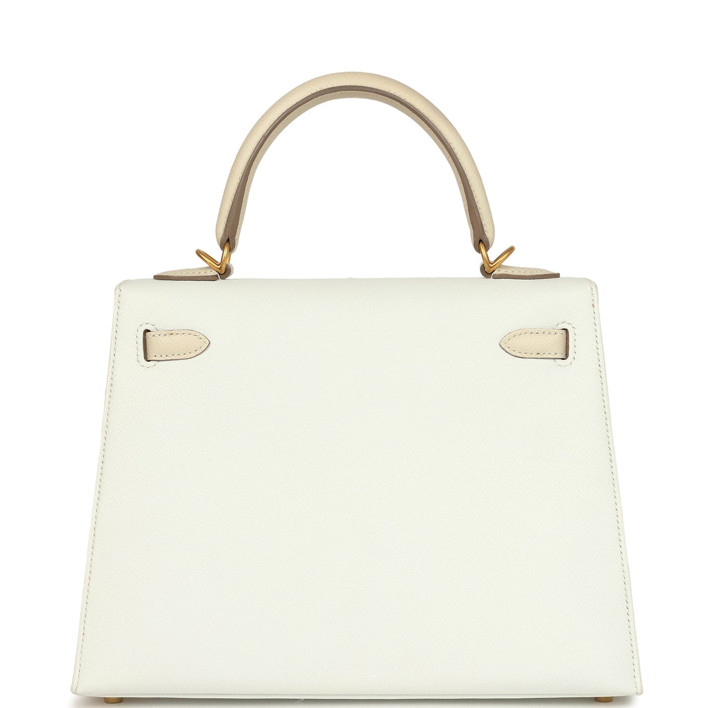 Hermes Special Order (HSS) Kelly Sellier 25 White and Trench Epsom Brushed Gold Hardware