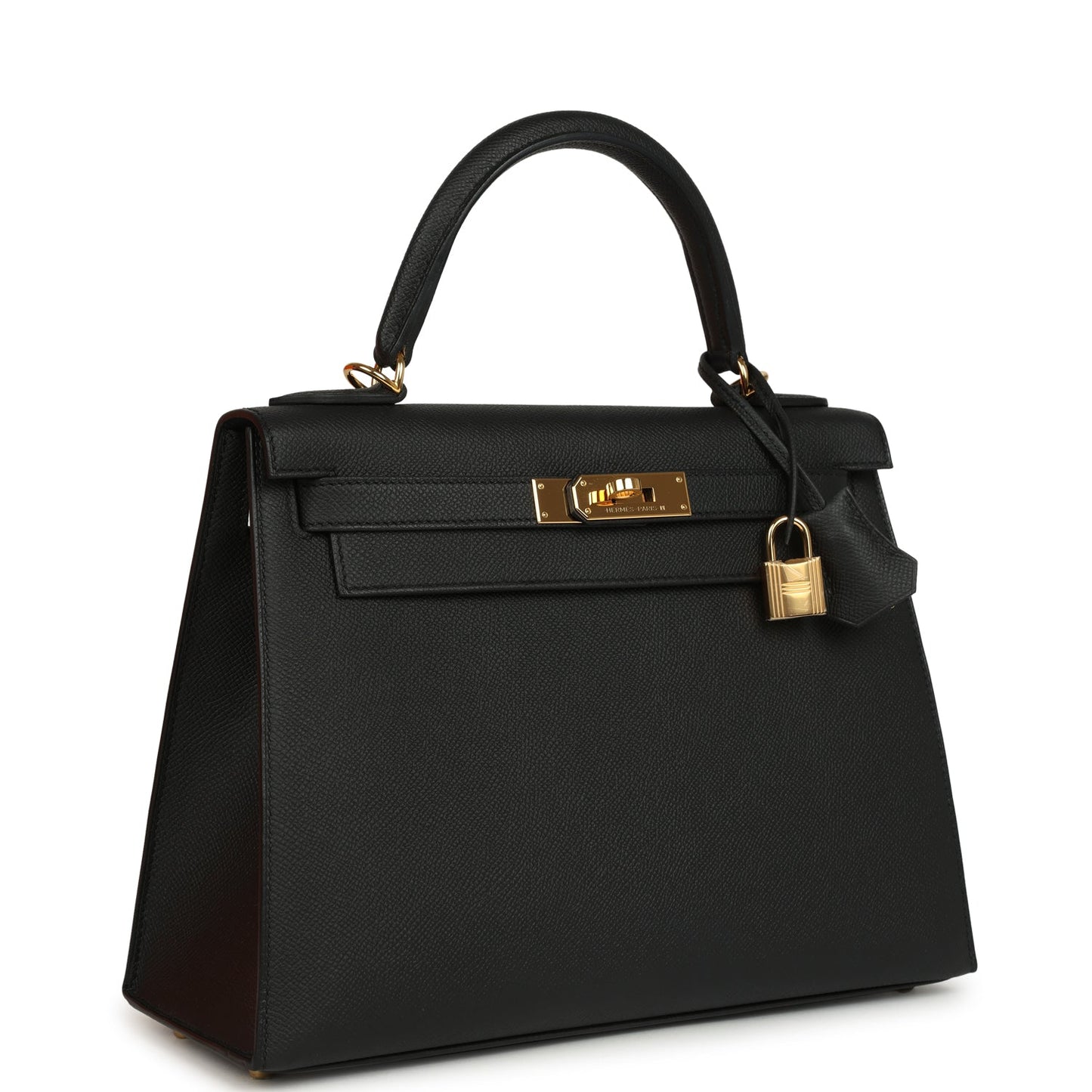 Hermes Kelly Sellier 28 Black Epsom Gold Hardware