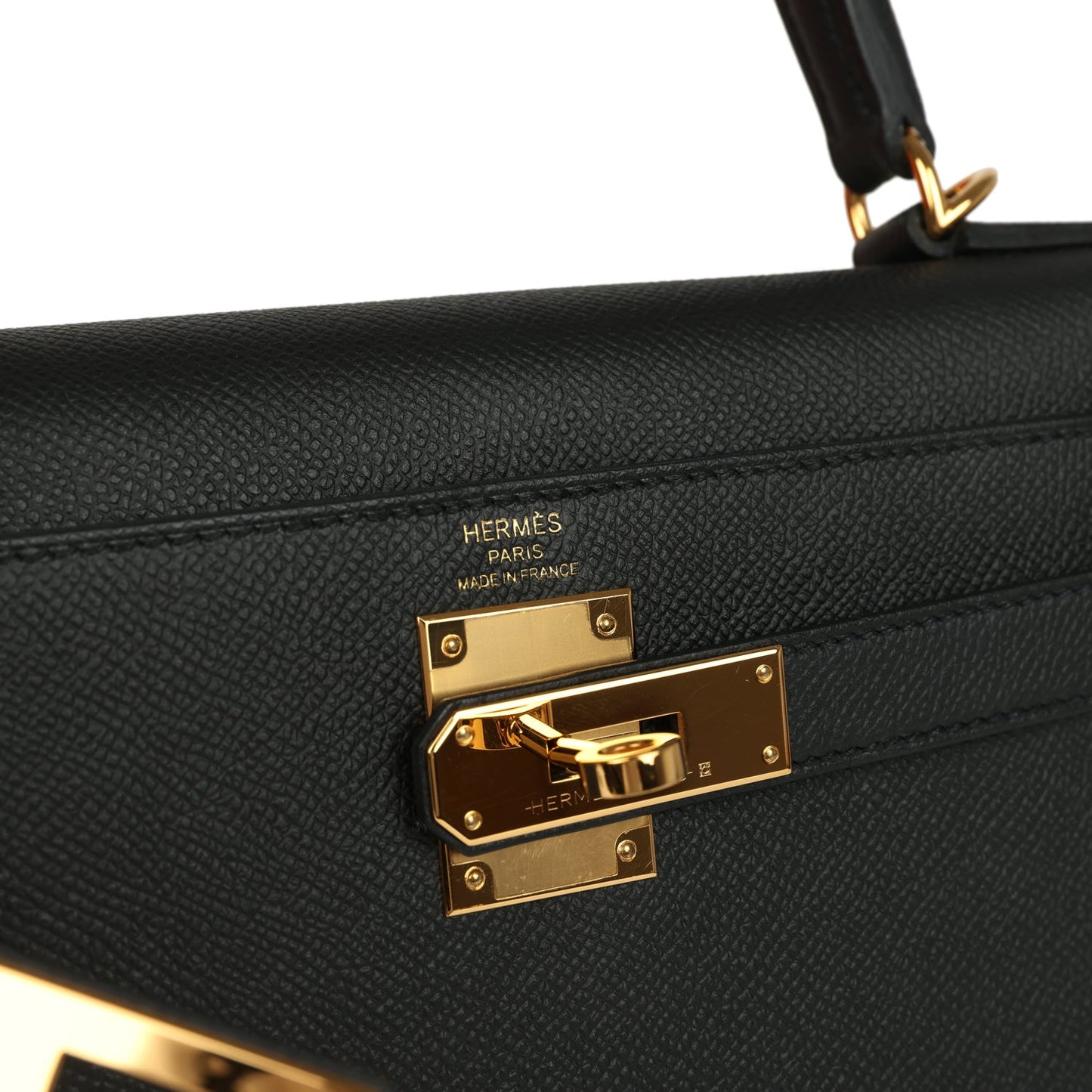 Hermes Kelly Sellier 28 Black Epsom Gold Hardware