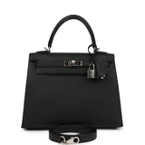 Hermes Kelly Sellier 25 Black Epsom Palladium Hardware