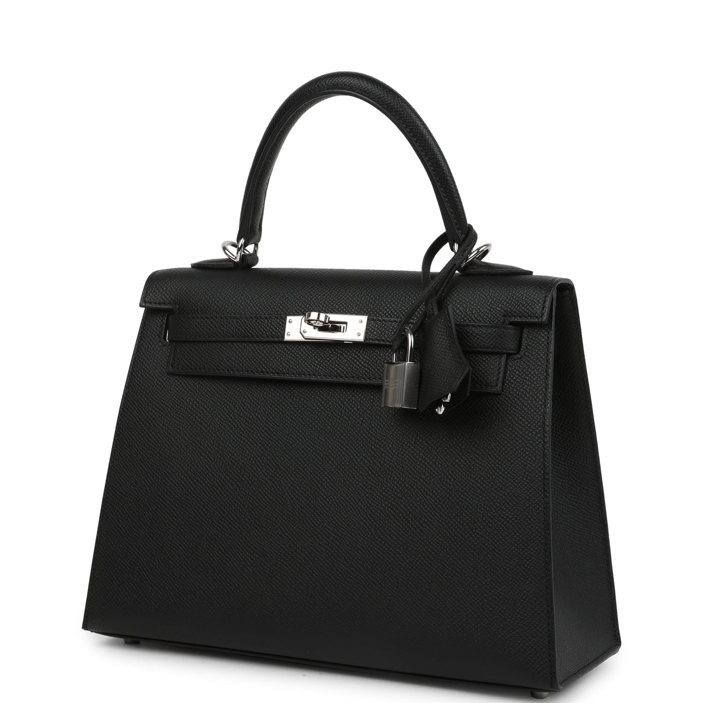 Hermes Kelly Sellier 25 Black Epsom Palladium Hardware