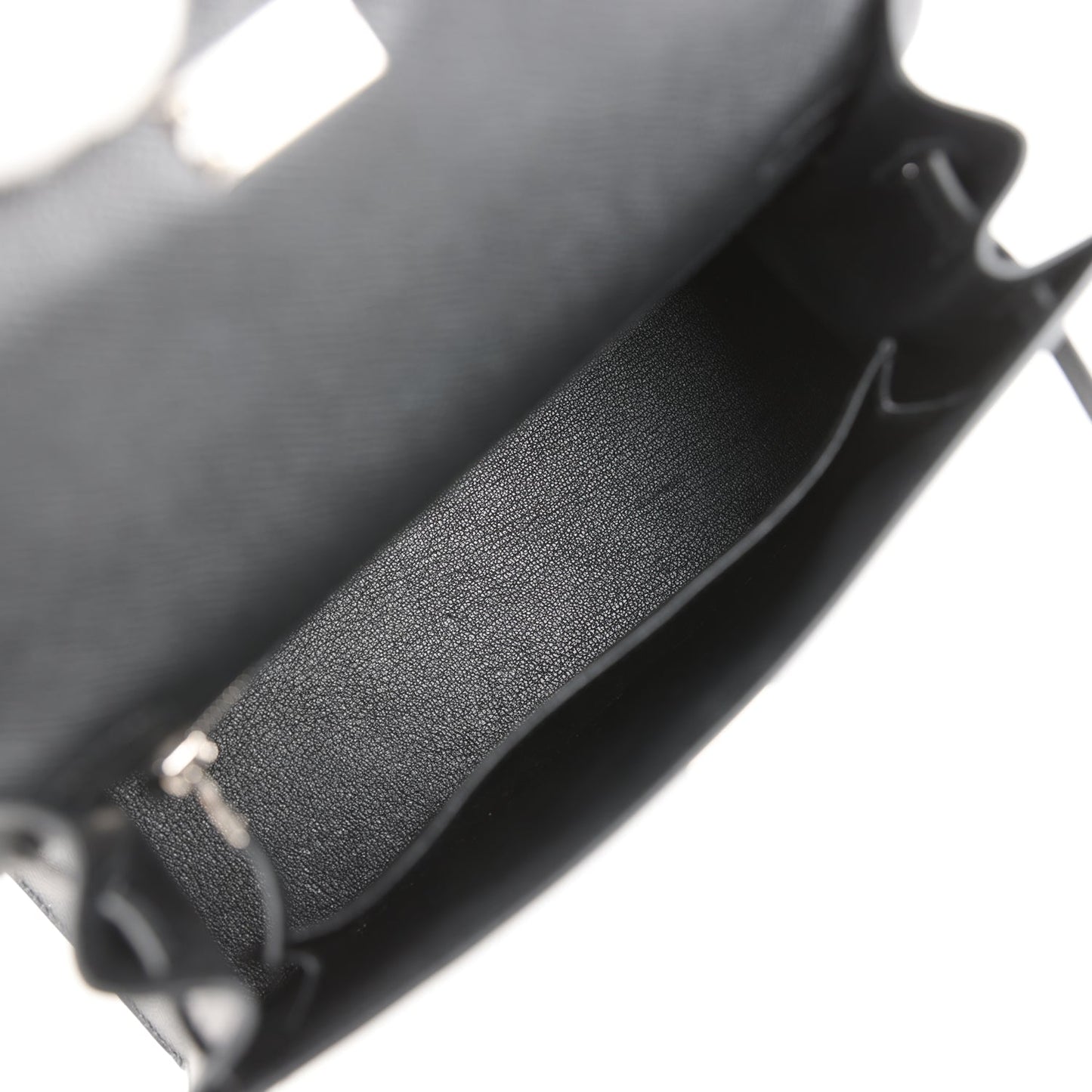 Hermes Kelly Sellier 25 Black Epsom Palladium Hardware