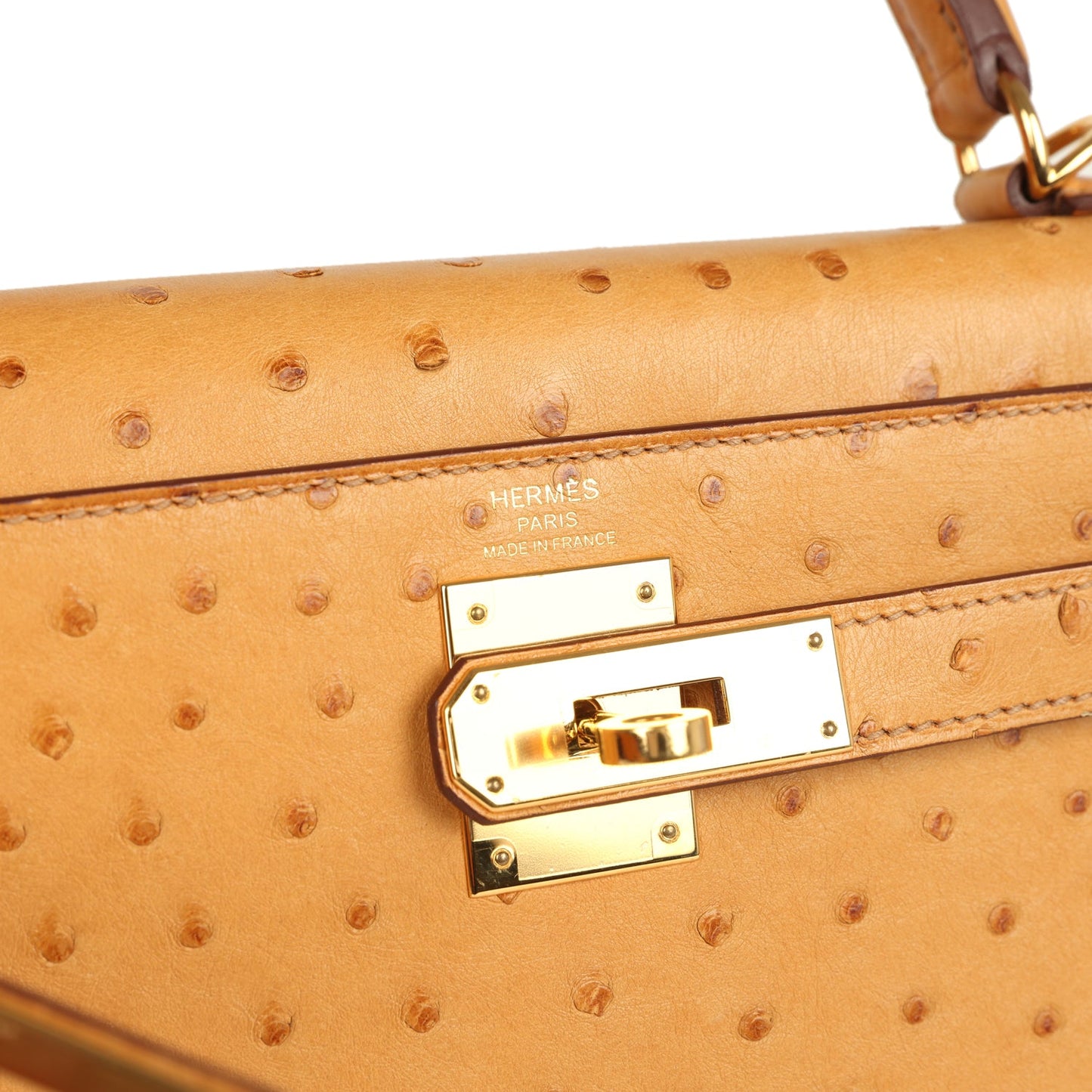 Hermes Kelly Sellier 28 Tabac Camel Ostrich Gold Hardware