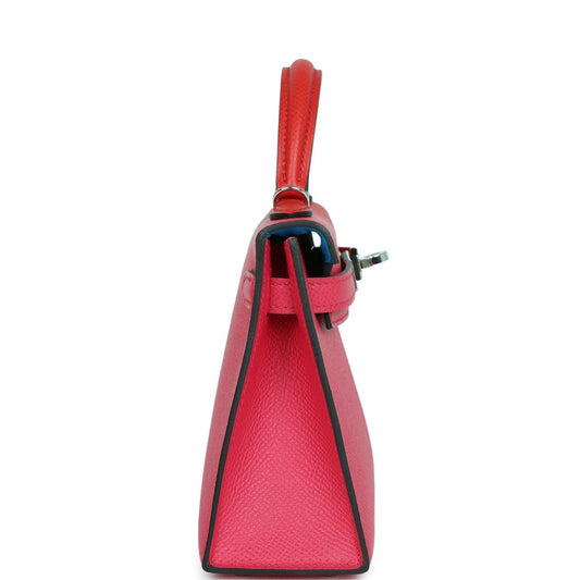 Hermes Casaque Kelly Sellier 20 Rouge de Coeur and Rose Extreme Epsom Palladium Hardware