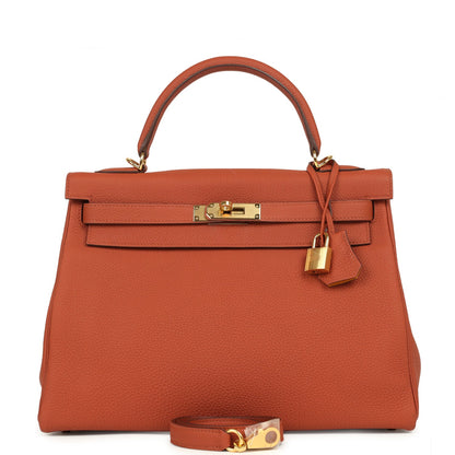 Hermes Special Order (HSS) Kelly Retourne 32 Cuivre Verso Togo Gold Hardware