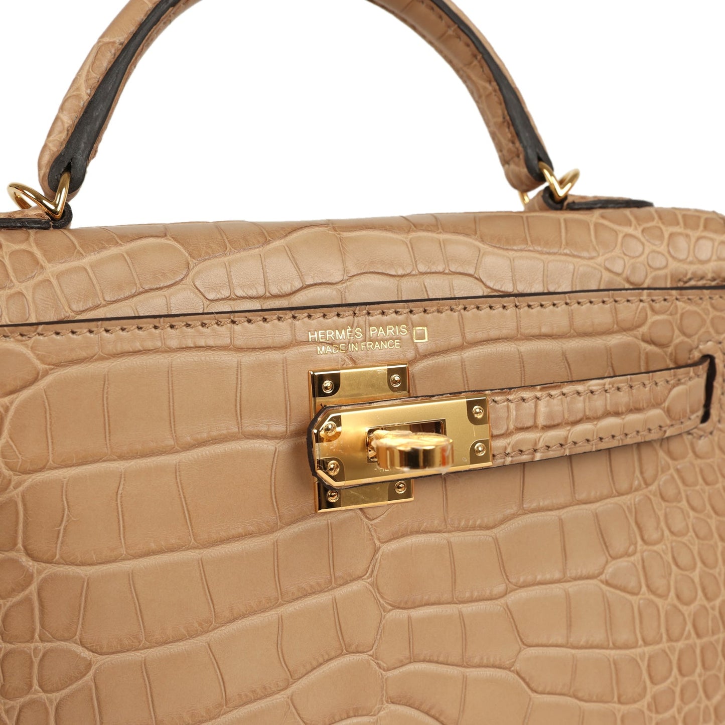 Hermes Kelly Sellier 20 Chai Matte Alligator Gold Hardware