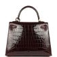 Hermes Kelly Sellier 25 Bordeaux Shiny Alligator Gold Hardware