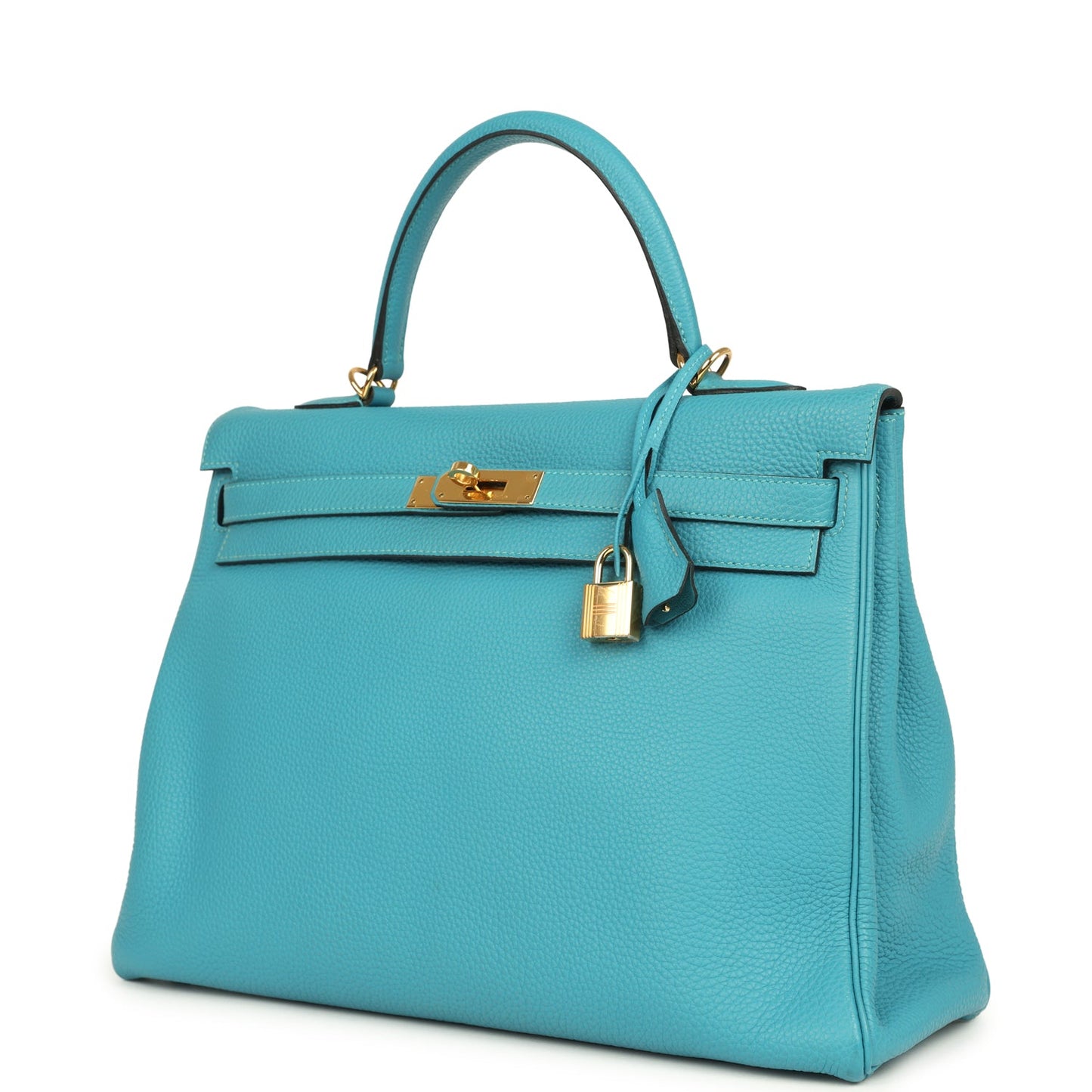 Hermes Kelly 35 Retourne Turquoise Togo Gold Hardware