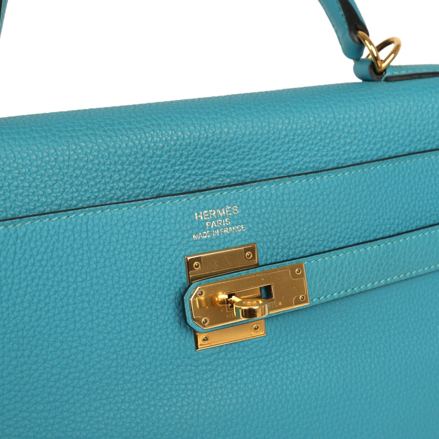 Hermes Kelly 35 Retourne Turquoise Togo Gold Hardware