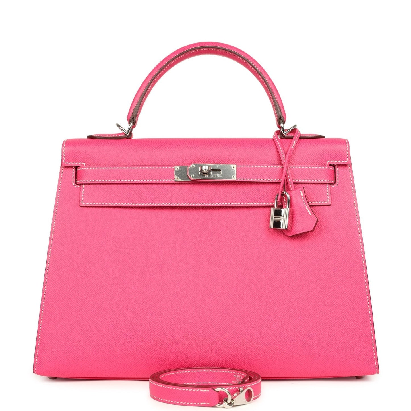 Hermes Candy Kelly Sellier 32 Rose Tyrien Epsom Palladium Hardware