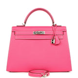 Hermes Candy Kelly Sellier 32 Rose Tyrien Epsom Palladium Hardware