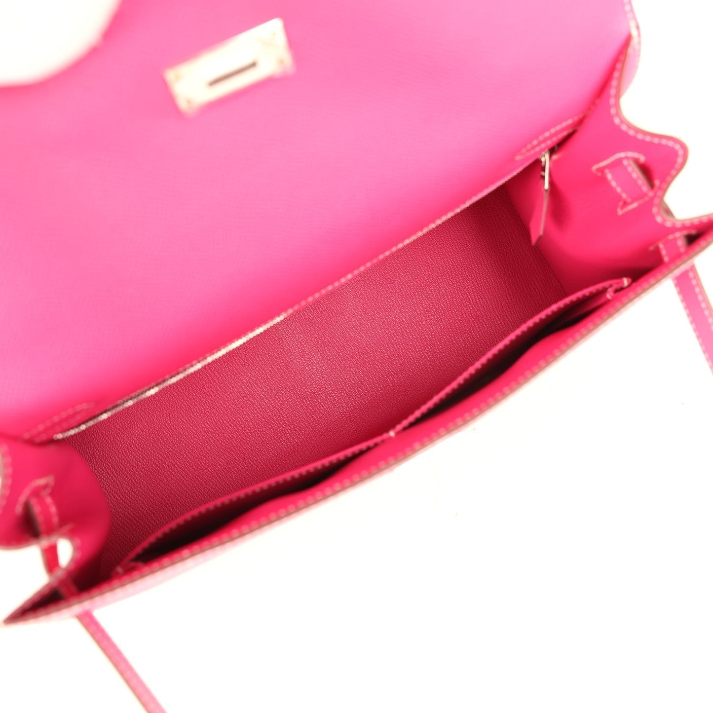 Hermes Candy Kelly Sellier 32 Rose Tyrien Epsom Palladium Hardware