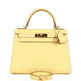 Hermes Kelly Sellier 28 Jaune Poussin Epsom Gold Hardware