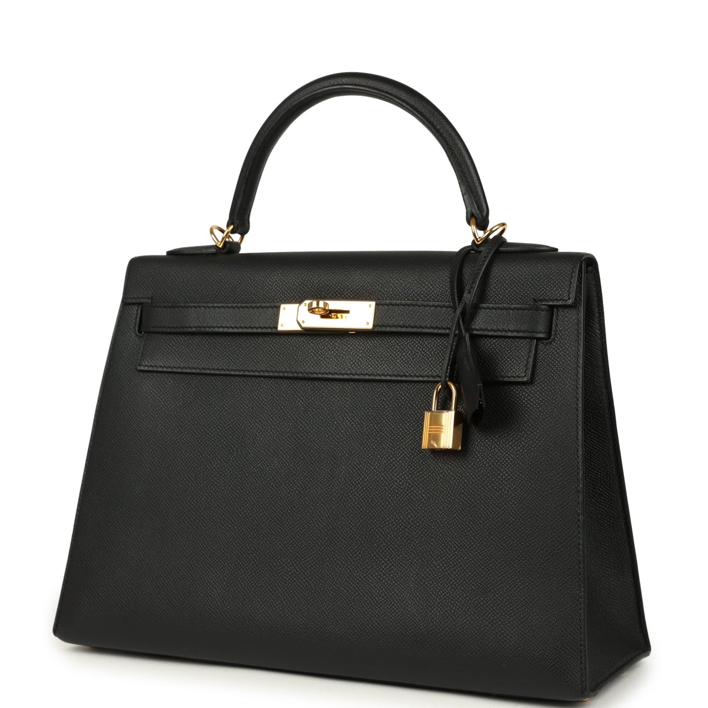 Hermes Kelly Sellier 32 Black Epsom Gold Hardware