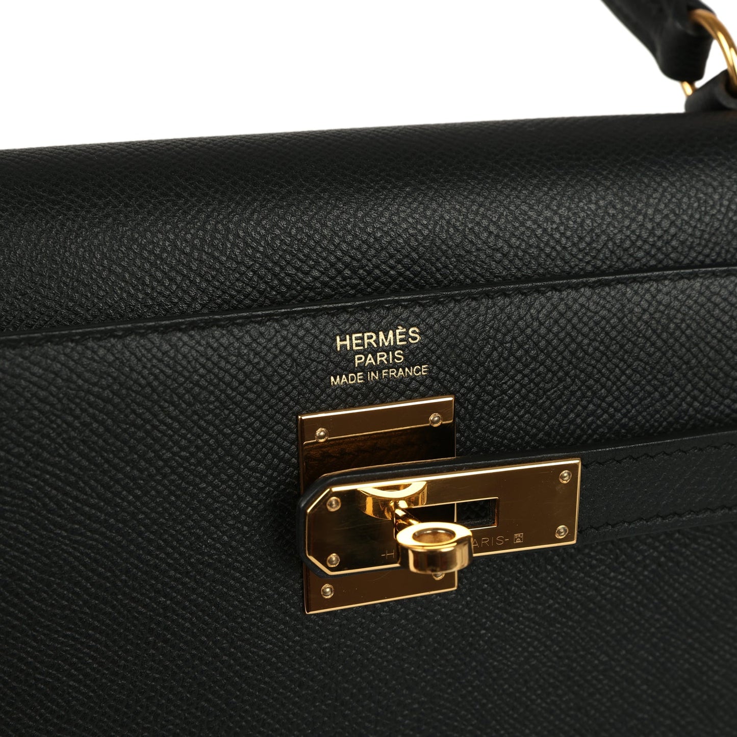 Hermes Kelly Sellier 32 Black Epsom Gold Hardware