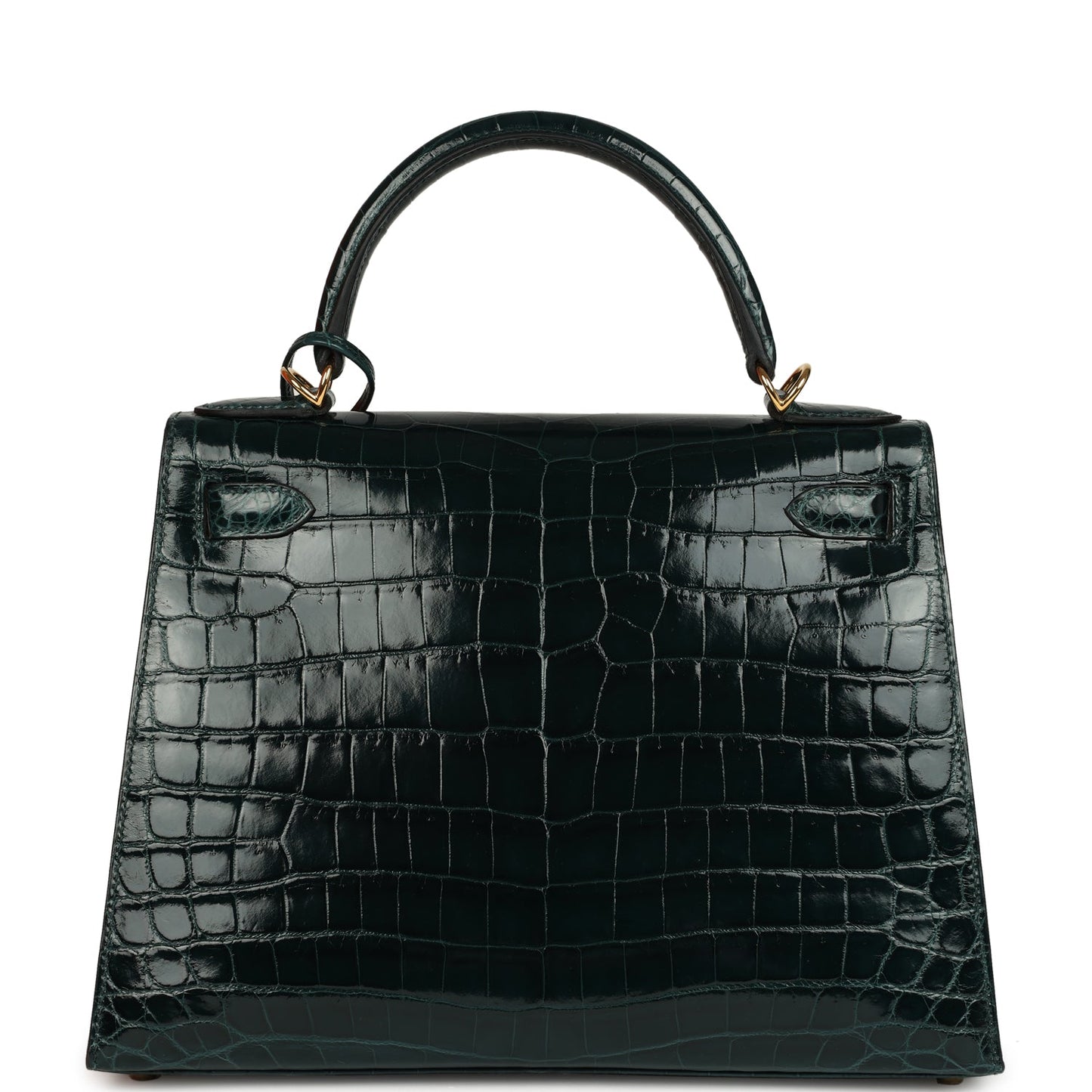 Hermes Kelly Sellier 28 Vert Cypres Shiny Niloticus Crocodile Gold Hardware