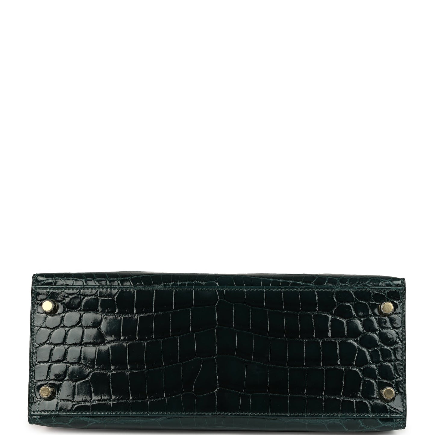 Hermes Kelly Sellier 28 Vert Cypres Shiny Niloticus Crocodile Gold Hardware