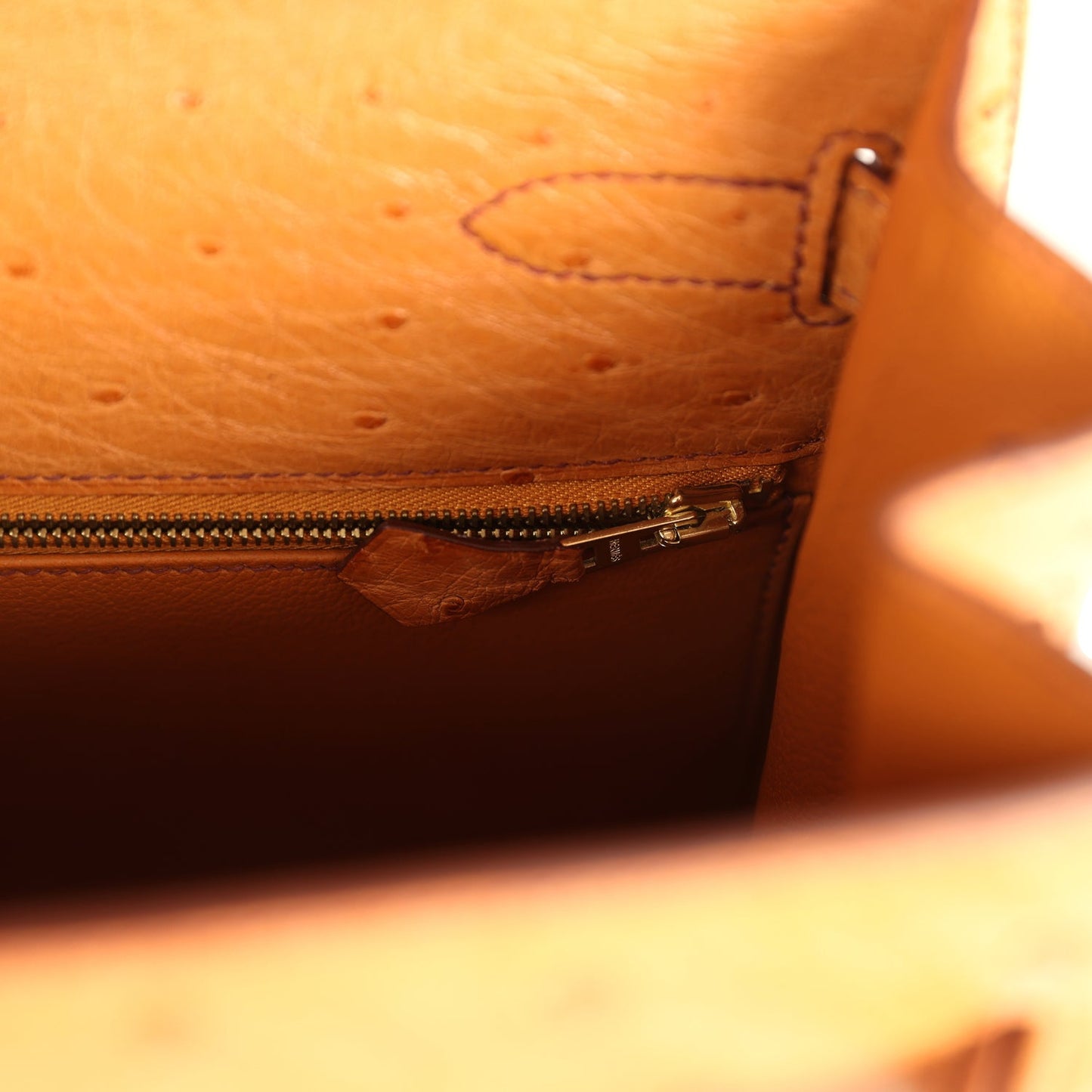Hermes Kelly Sellier 35 Cognac Ostrich Gold Hardware