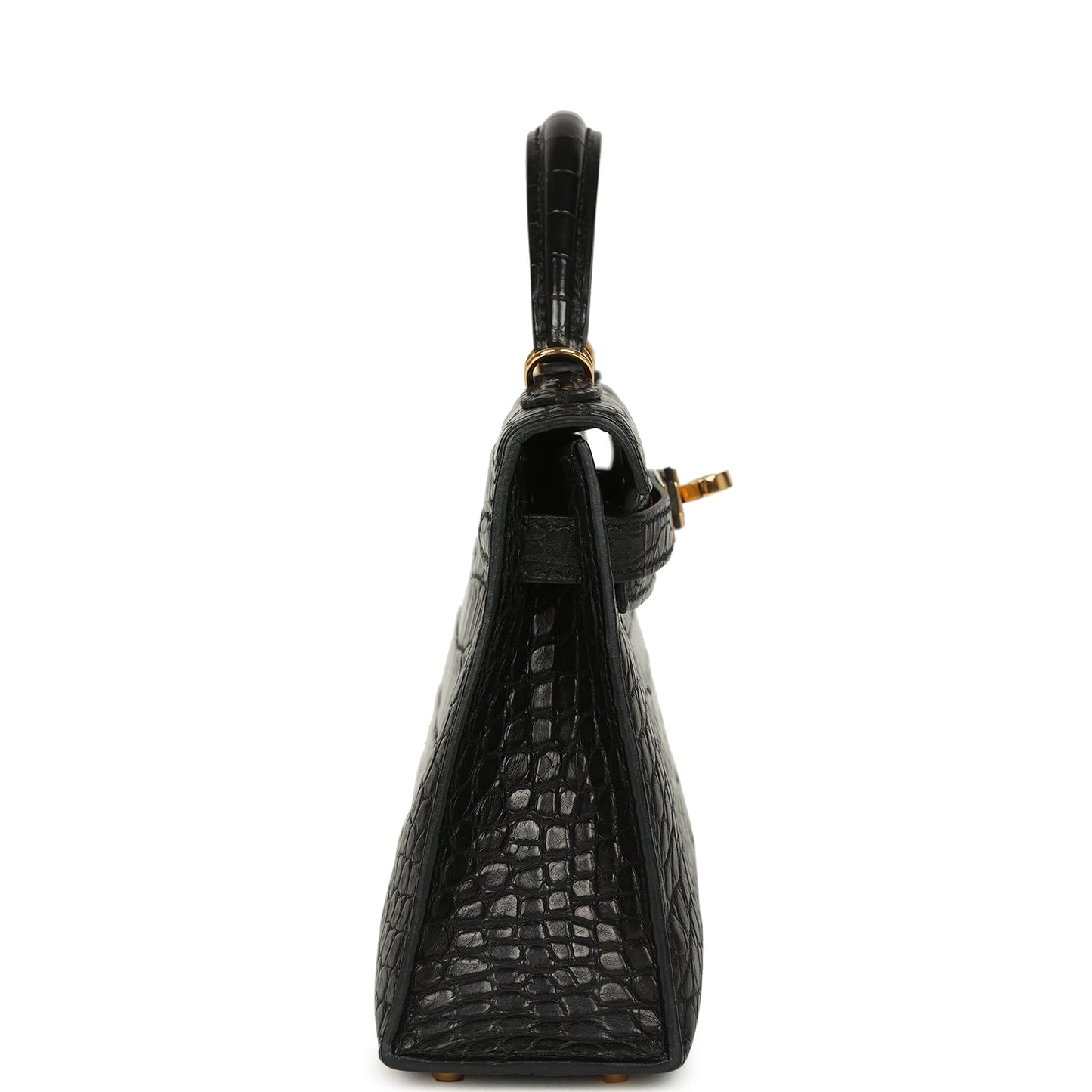 Hermes Kelly Sellier 20 Black Matte Alligator Gold Hardware